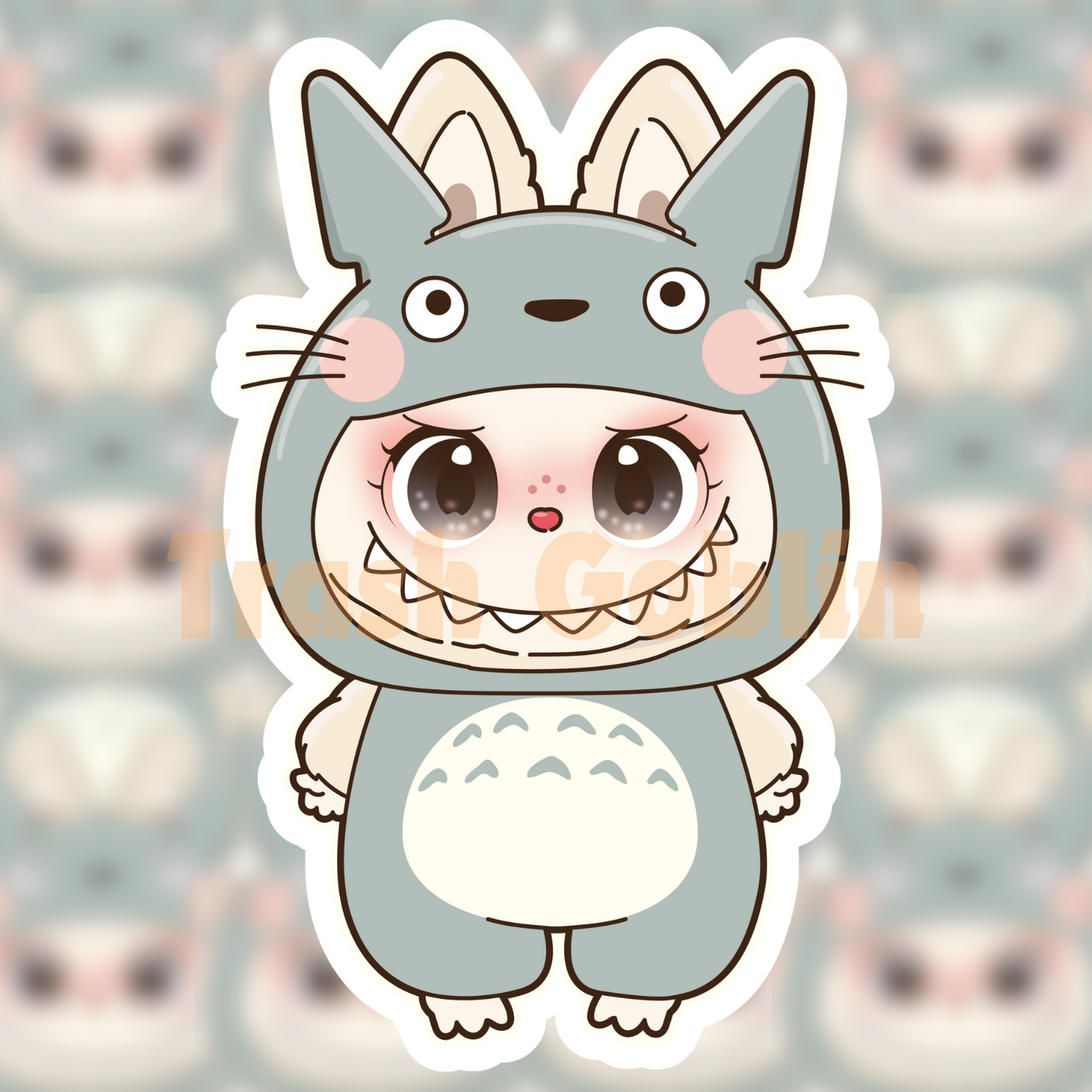 Labubu Vinyl Sticker - Totoro - by Trash Goblin