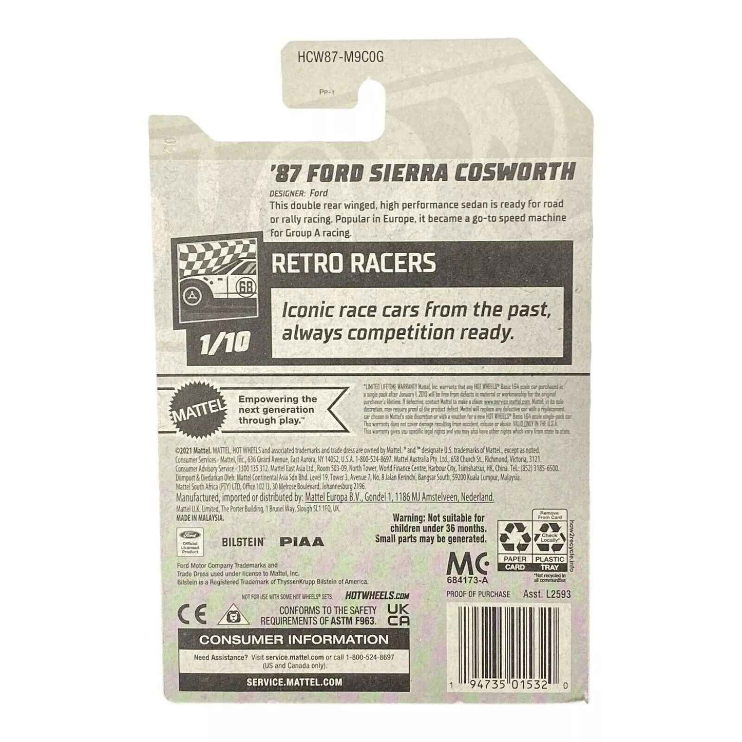 Hot Wheels '87 Ford Sierra Cosworth - Retro Racers Series 1/10