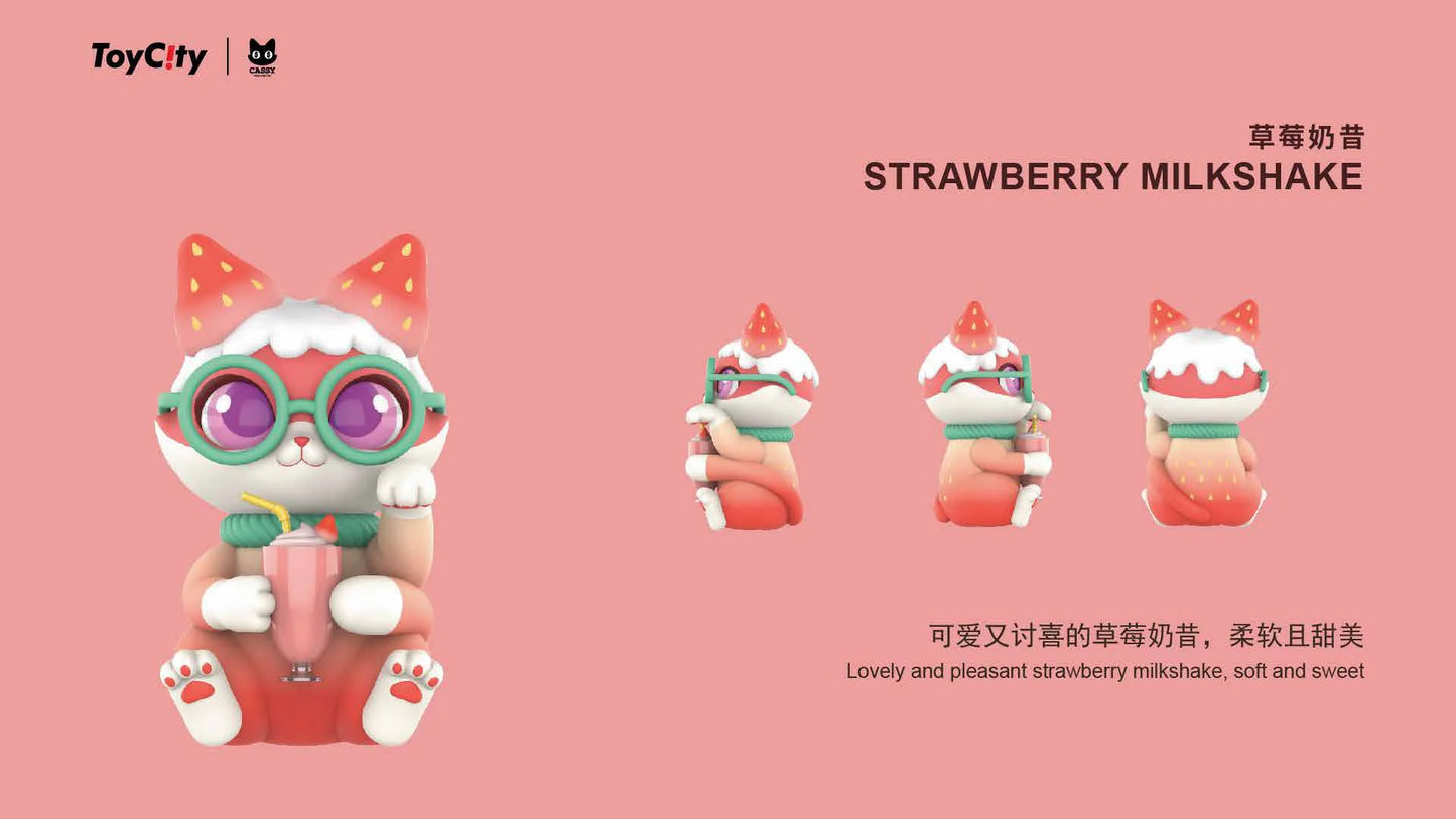 Toy City Cassy Your Luck Cat Drink Series - Strawberry Milkshake