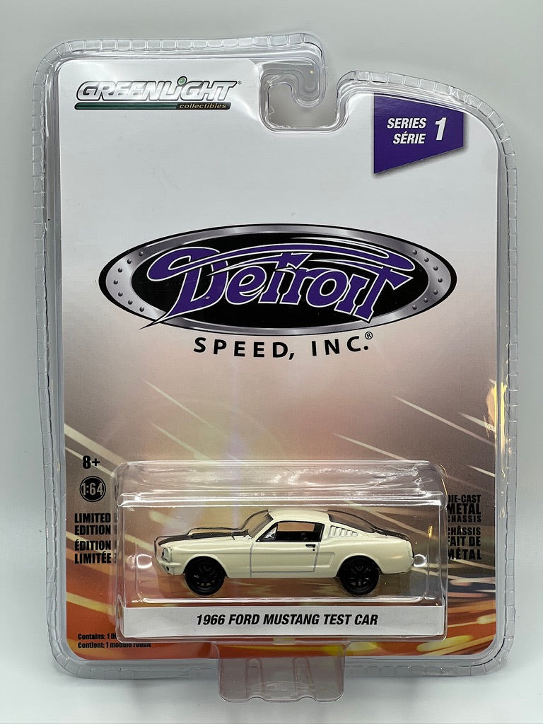 Greenlight Detroit Speed - Voiture d'essai Ford Mustang Fastback 1966 (Blanc)