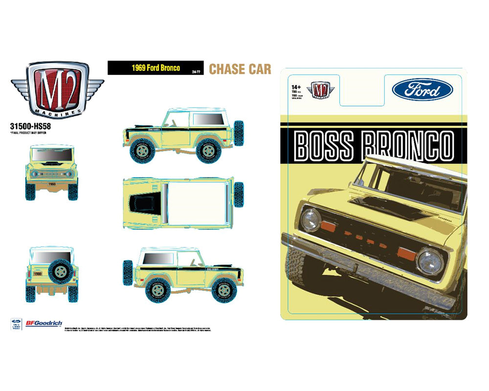 (PREORDER) M2 Machines 1969 Ford Bronco "Boss Bronco" (Yellow) – Hobby Exclusive