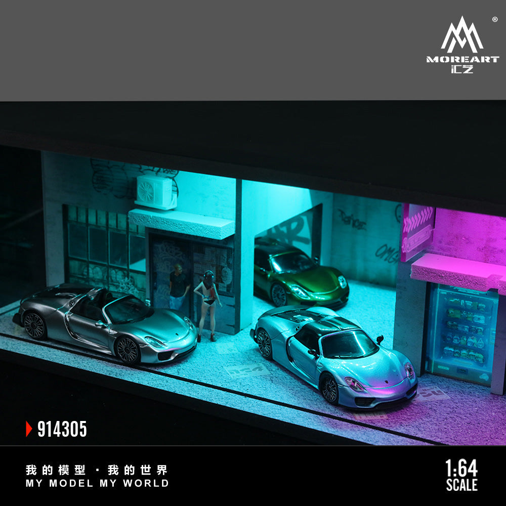 MoreArt Lighted Mechanic Shop (Diorama) - Cyberpunk Series 03