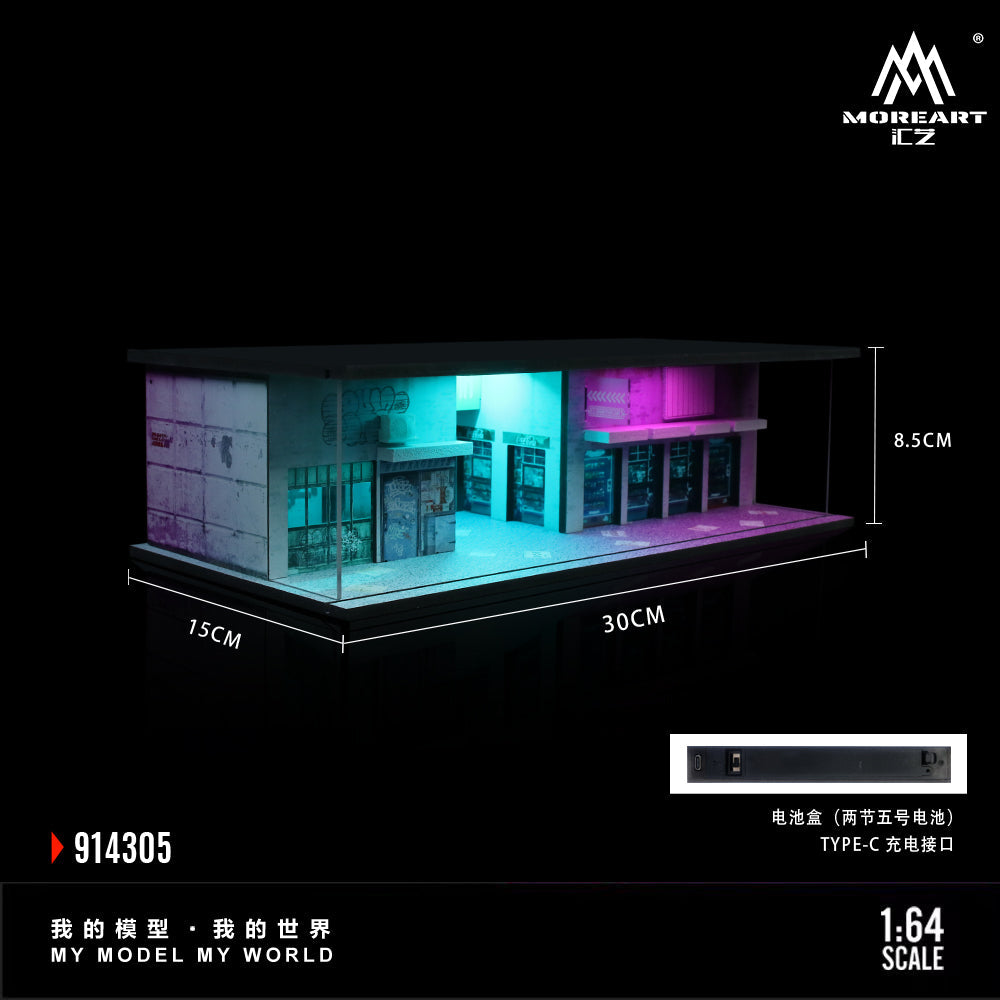 MoreArt Lighted Mechanic Shop (Diorama) - Cyberpunk Series 03