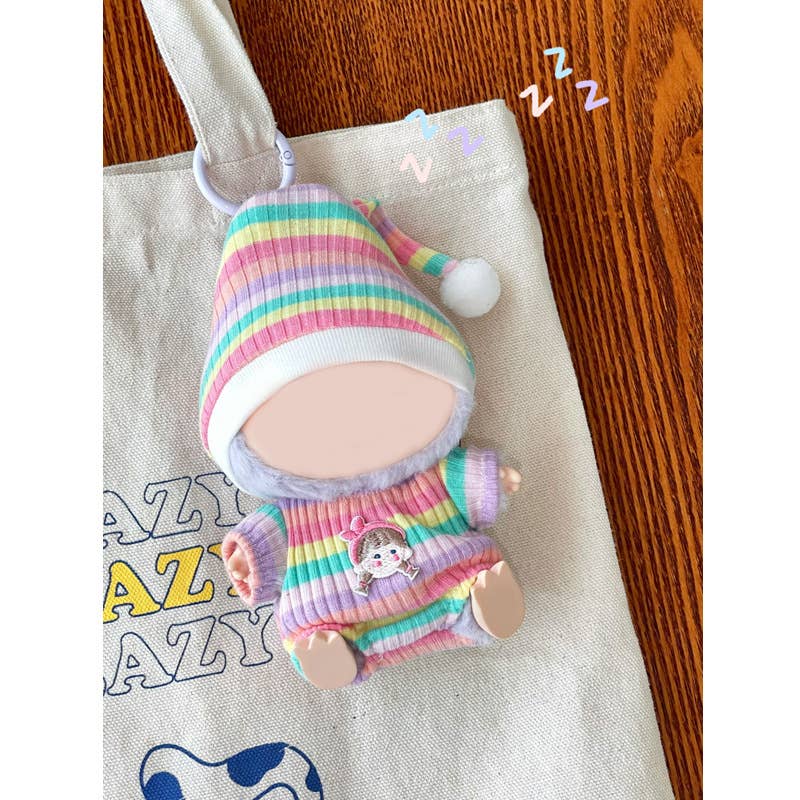 Labubu Macaron Outfit - Handmade Ribbed Outfit in Striped Pink by Sparkling Extras