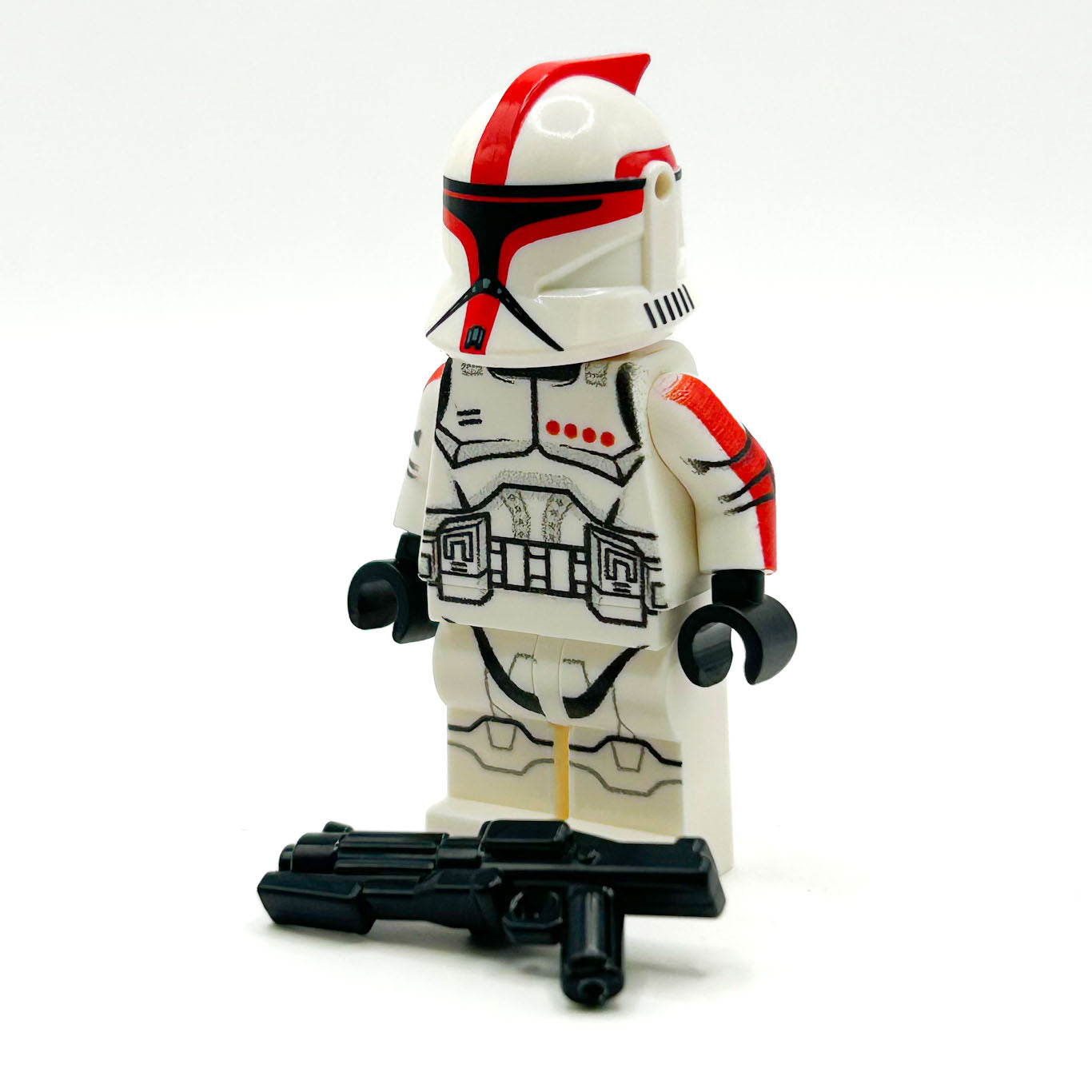 Custom Commander Clone Trooper (Red, Phase 1) Minifig made using LEGO parts - B3 Customs