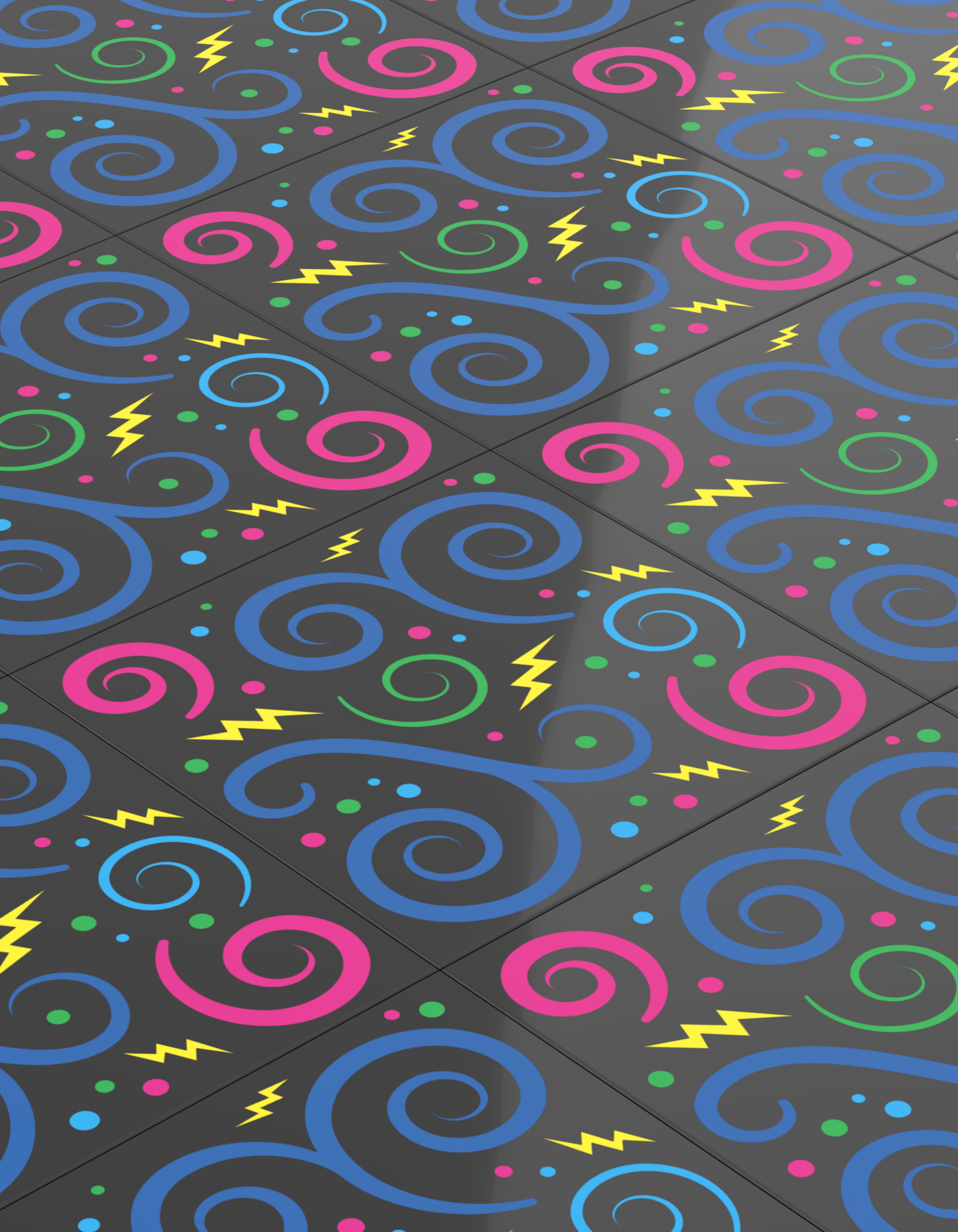 B3 Customs - Custom 80's and 90's Arcade Carpet 6x6 Tiles (Swirls) - Pack of 10