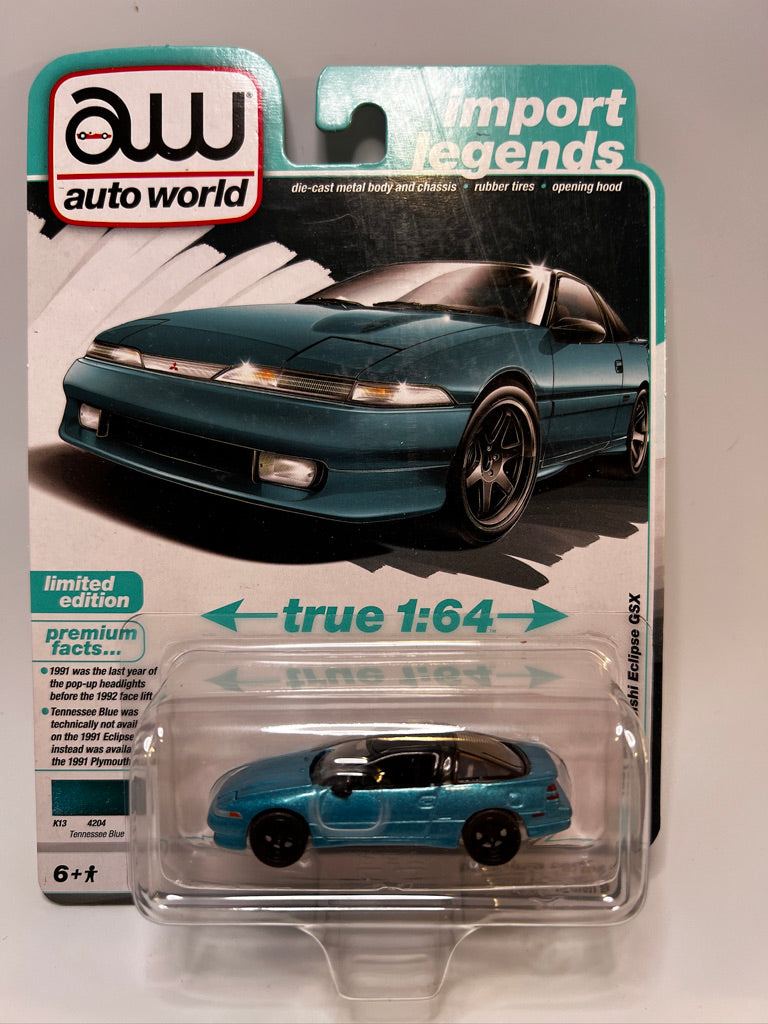 Auto World Import Legends - 1991 Mitsubishi Eclipse GSX (Tennessee Blue)