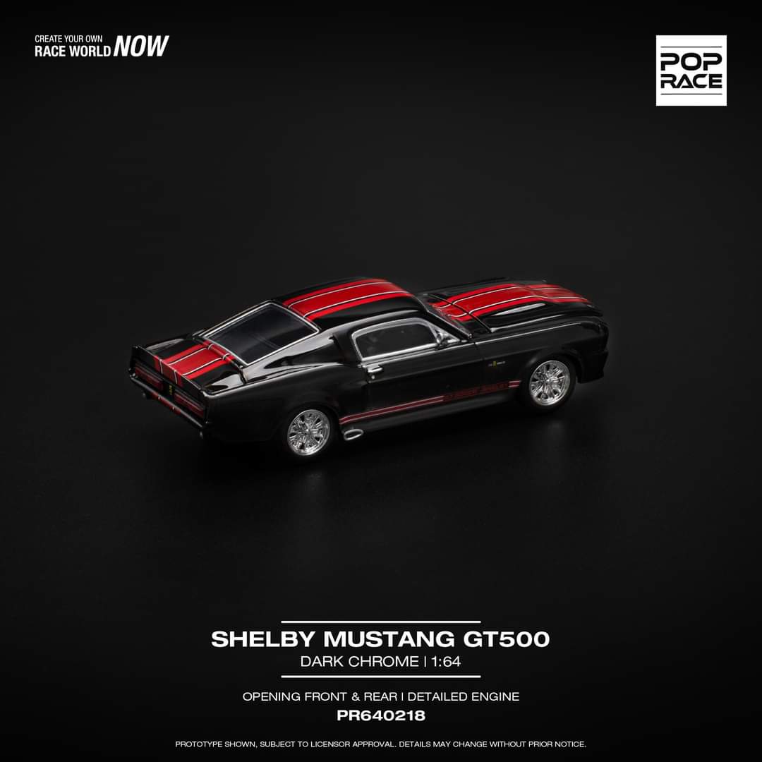 (PREORDER) Pop Race - Shelby Mustang GT500 (Dark Chrome/red stripes)
