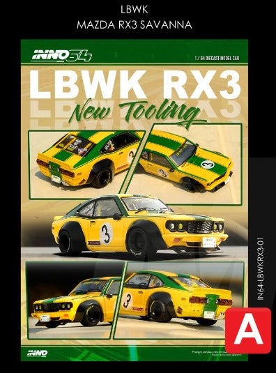 Inno64 - Nissan Silvia (S14) RHD (volant à droite) bleu et violet métallisé avec bande jaune "Tomonori Idekawa's Rocket Bunny Boss"