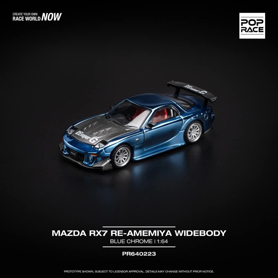 (PREORDER) Pop Race - Mazda RX7 Re-Amemiya Widebody (Blue Chrome)