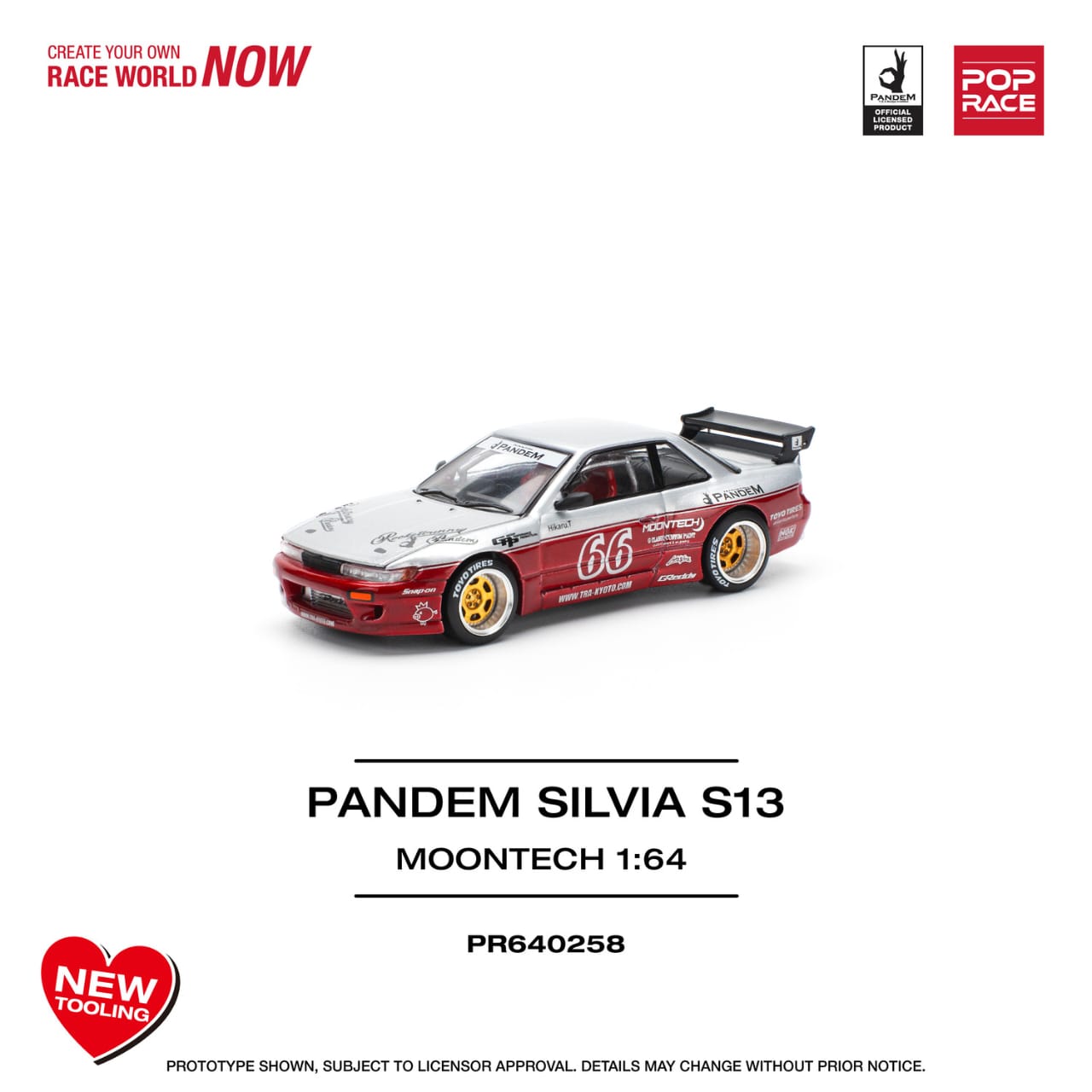 (PREORDER) Pop Race - PANDEM Silvia S13 - (Moontech Red)