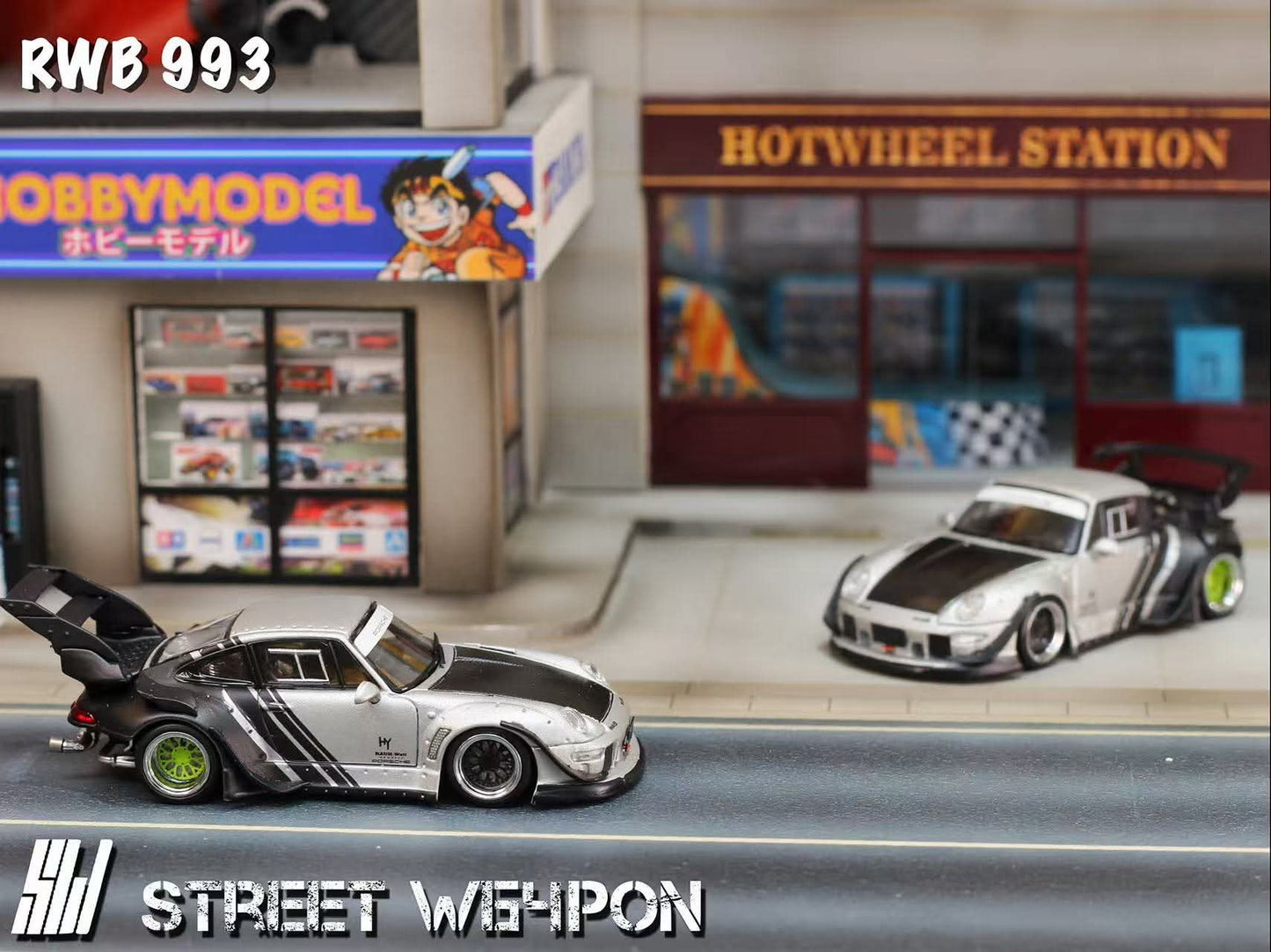 Street Warrior Porsche RWB 993 Wide-Body Modified (Matte Silver Cyberpunk Livery)