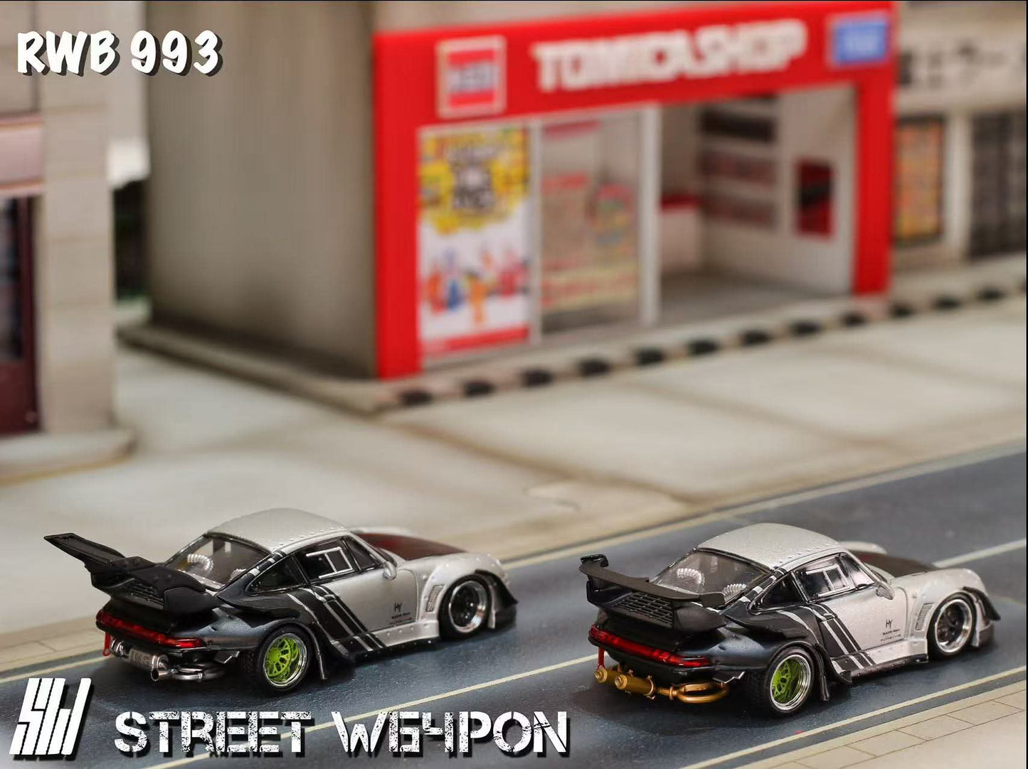 Street Warrior Porsche RWB 993 Wide-Body Modified (Matte Silver Cyberpunk Livery)