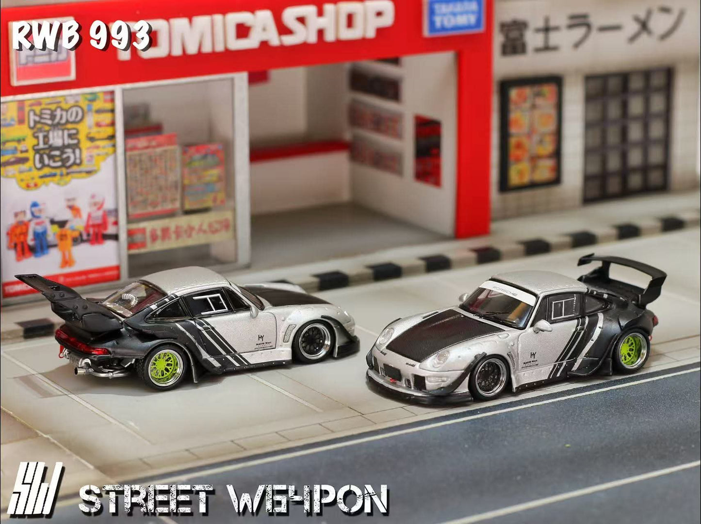 Street Warrior Porsche RWB 993 Wide-Body Modified (Matte Silver Cyberpunk Livery)