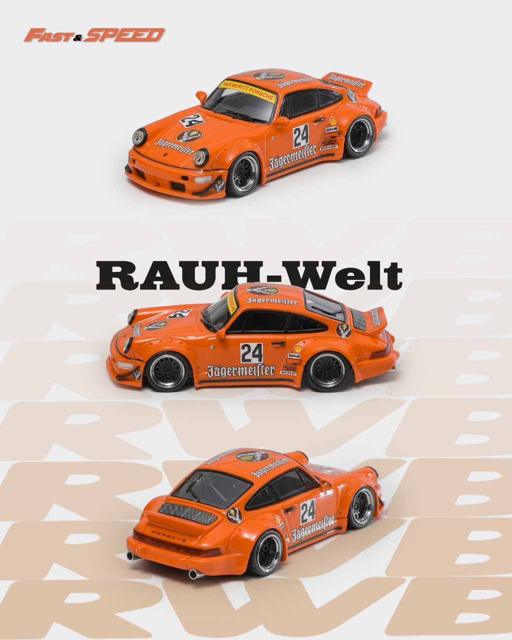 (PREORDER) Fast Speed Rauh-Welt Porsche RWB964 Wide-Body Modified (Jagermeister)