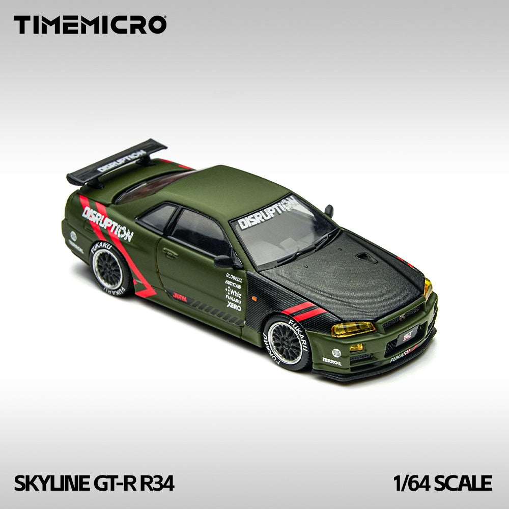 (PREORDER) TimeMicro Nissan Skyline GT-R R34 (Matte Olive Green)