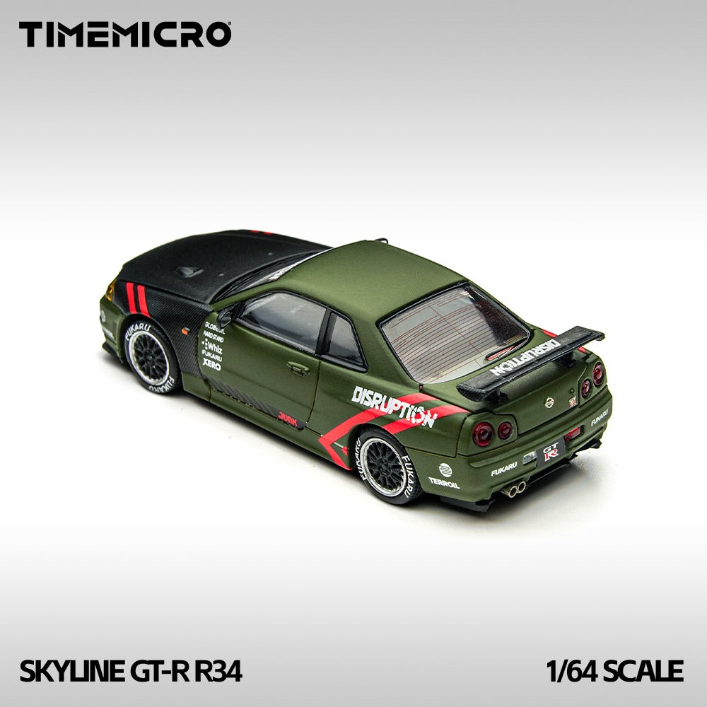 (PREORDER) TimeMicro Nissan Skyline GT-R R34 (Matte Olive Green)