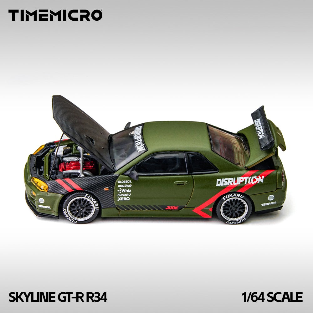 (PREORDER) TimeMicro Nissan Skyline GT-R R34 (Matte Olive Green)