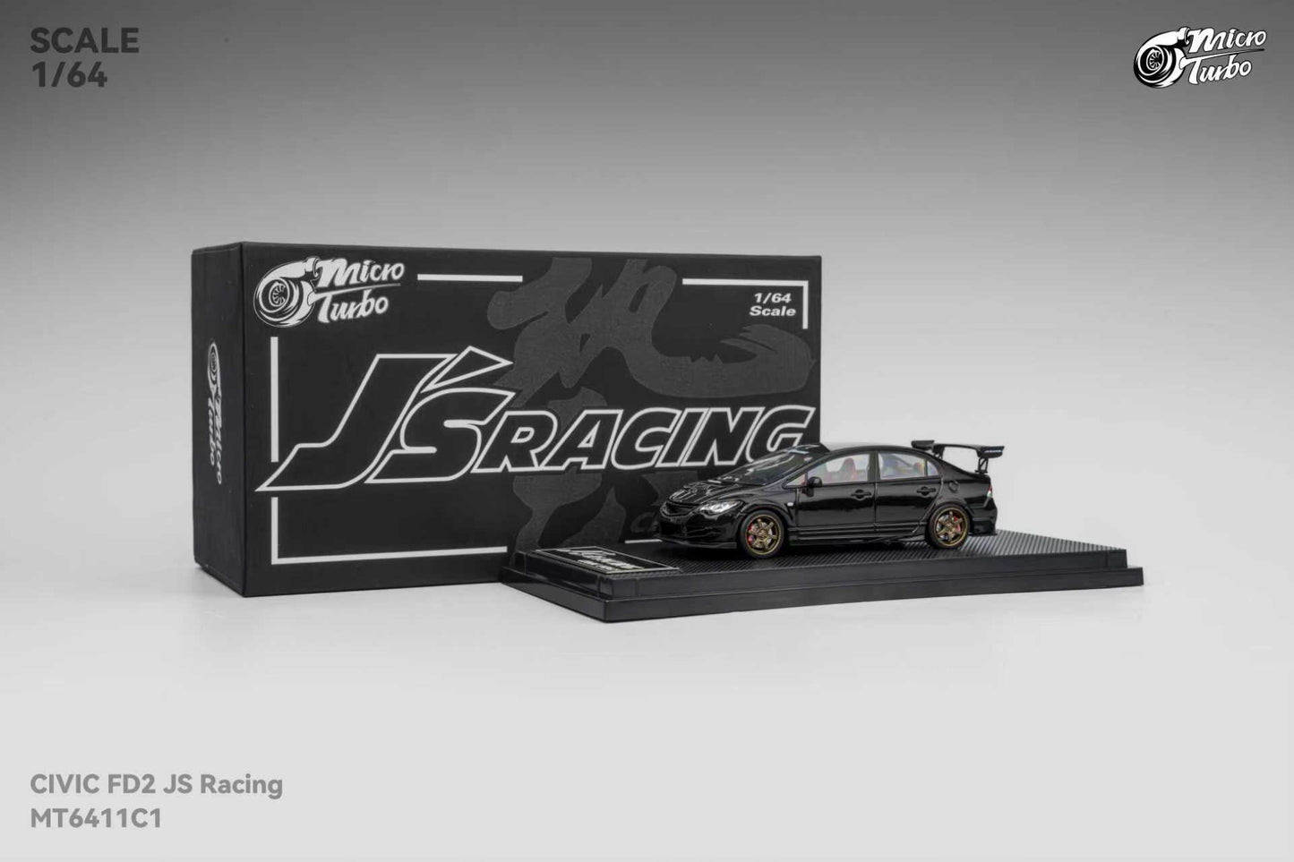 (PREORDER) Micro Turbo Honda Civic FD2 JS Racing model (Metallic Black)