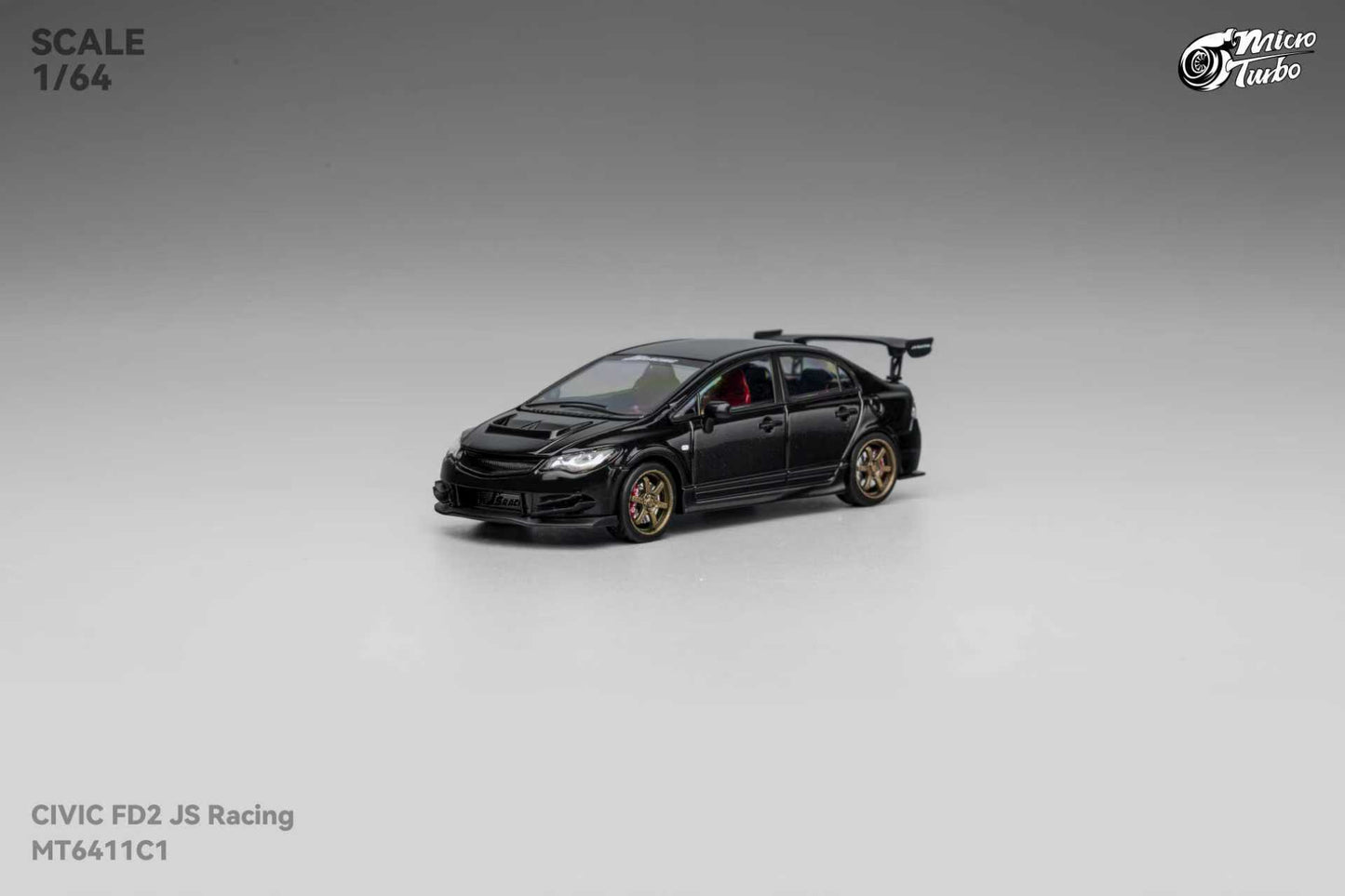 (PREORDER) Micro Turbo Honda Civic FD2 JS Racing model (Metallic Black)