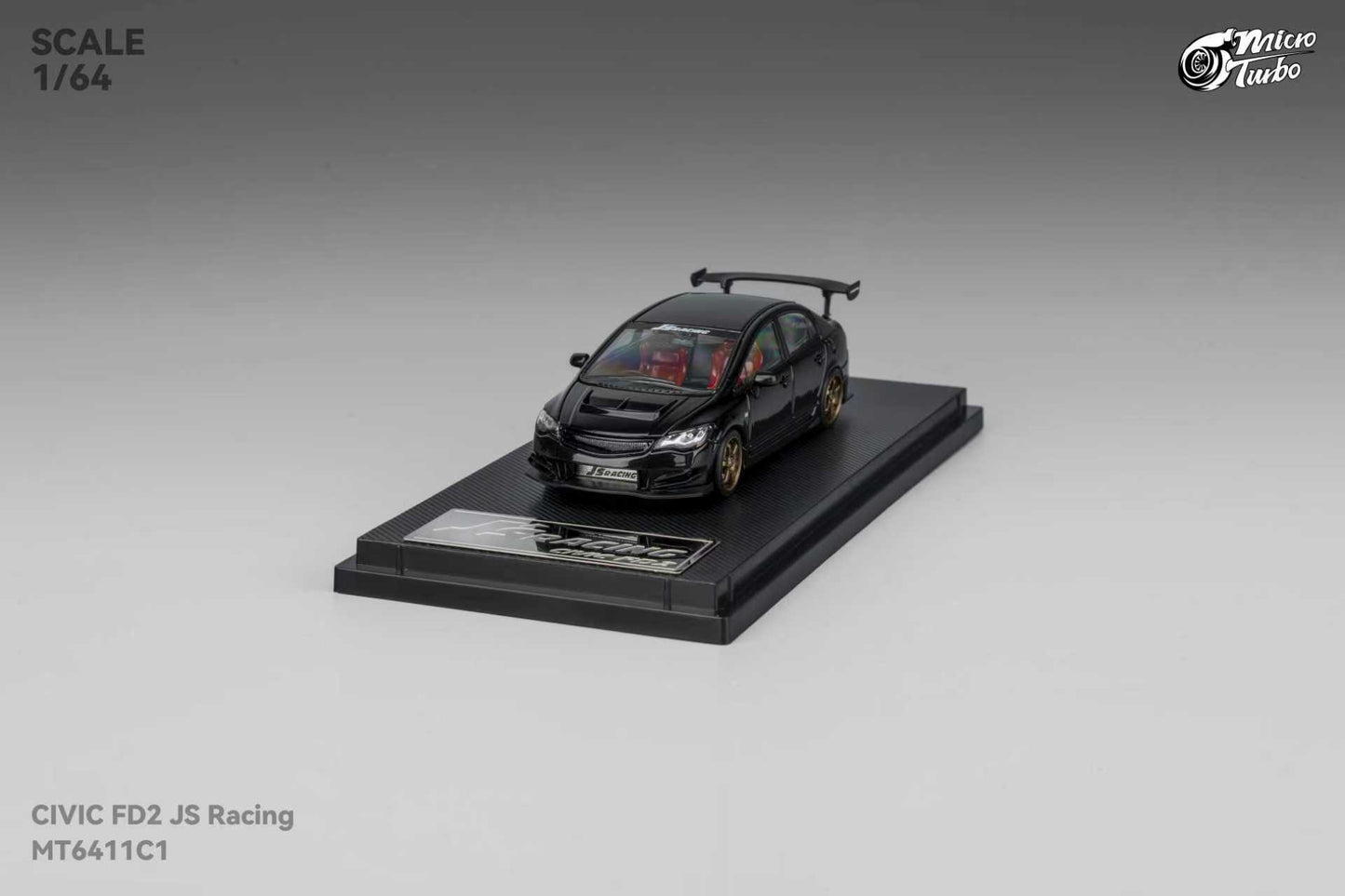 (PREORDER) Micro Turbo Honda Civic FD2 JS Racing model (Metallic Black)