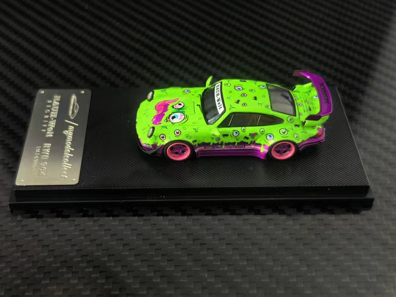(PREORDER) My Model Collect Porsche RWB964 GT Wing (boo!nigan Magic Eye Green/Purple Livery)