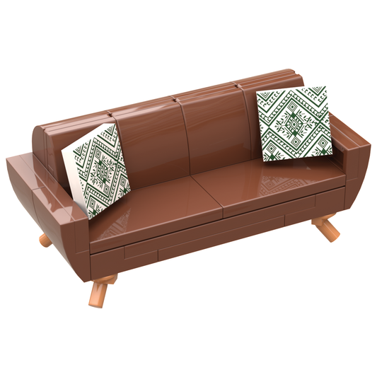 B3 Customs - B3 Home Mid-Century RB Sofa w/ 2 Pillows for Lego Minifigs