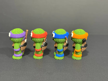 Teenage Mutant Knitted Turtles (Complete Set - 3" figures) - by Upstate Design Decor