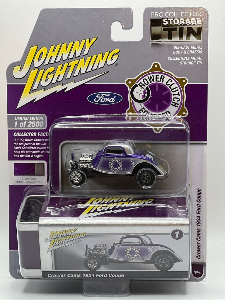 Série de boîtes de rangement Johnny Lightning – Crower Cams Ford Coupé 1934 (version B-violet métallisé)