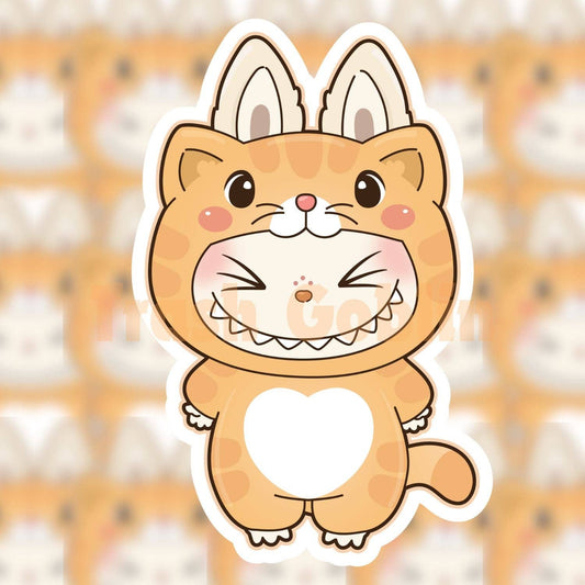 Labubu Vinyl Sticker - Orange Cat - by Trash Goblin