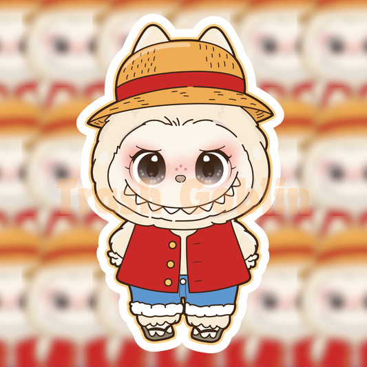 Labubu Vinyl Sticker - Monkey D. Luffy - by Trash Goblin