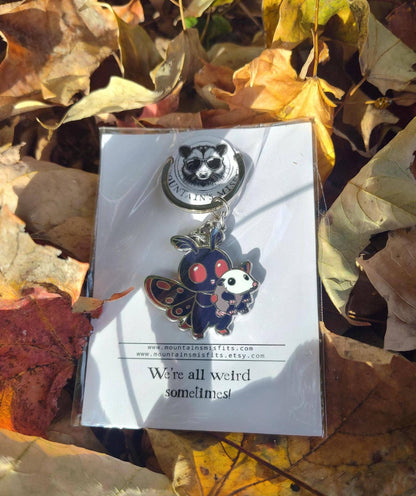 Mountain's Misfits - Mothman w/ Opossum Friend -  Collectible Enamel Keychain