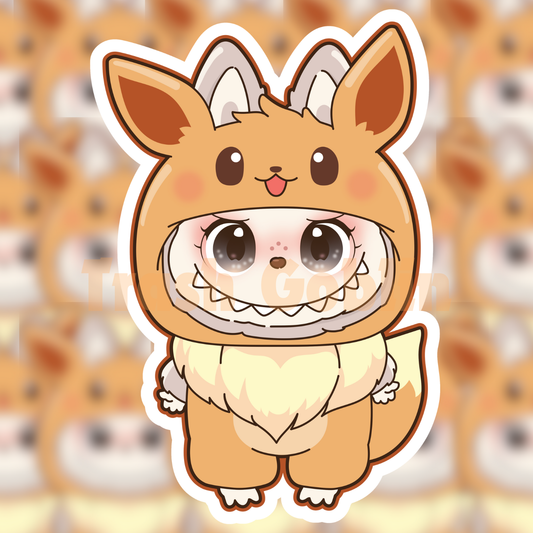 Labubu Vinyl Sticker - Eevee - by Trash Goblin