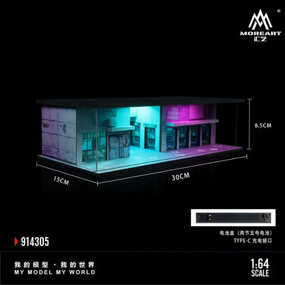 MoreArt Lighted Mechanic Shop (Diorama) - Cyberpunk Series 03