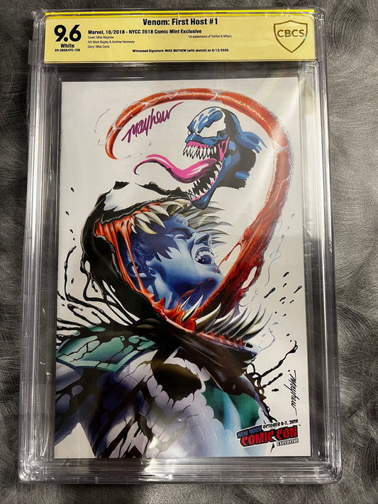 Venom: First Host #1 - 9.6 CBCS Witnessed signature & Sketch by Mike Mayhew