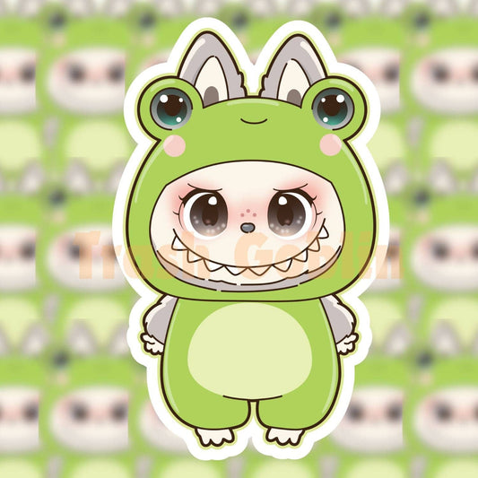 Labubu Vinyl Sticker - Frog - by Trash Goblin