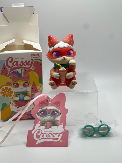 Toy City Cassy Your Luck Cat Drink Series - Strawberry Milkshake