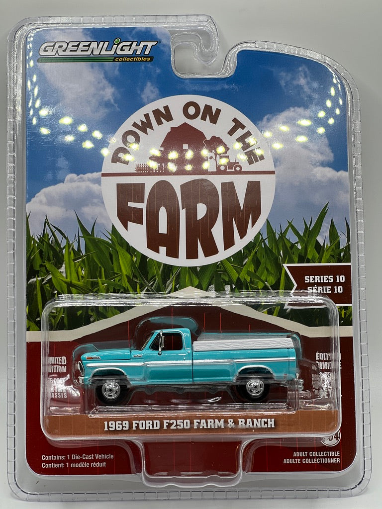 Greenlight - Down on the Farm - 1969 Ford F250 Farm & Ranch (Reef Aqua)