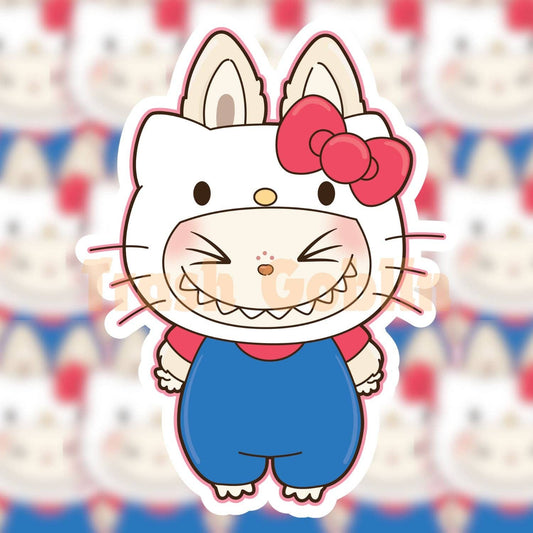 Labubu Vinyl Sticker - Hello Kitty - by Trash Goblin