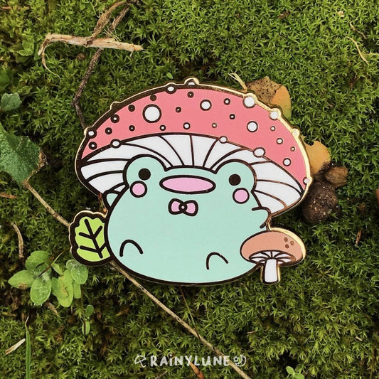 Rainylune Collectible Pin - Mushroom Hat Friend the Frog Pin