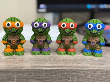 Teenage Mutant Knitted Turtles (Complete Set - 3" figures) - by Upstate Design Decor
