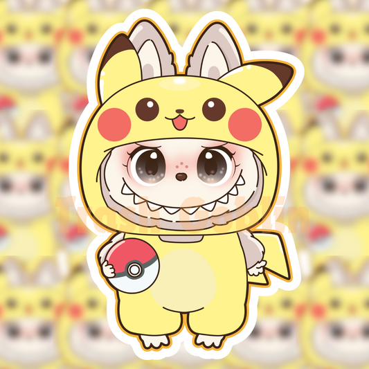 Labubu Vinyl Sticker - Pikachu - by Trash Goblin