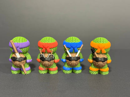 Teenage Mutant Knitted Turtles (Complete Set - 3" figures) - by Upstate Design Decor