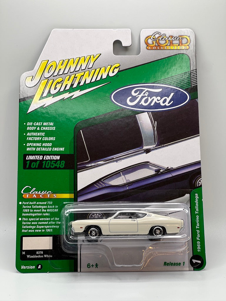 Johnny Lightning Classic Gold - Ford Torino Talledega 1969 (blanc Wimbledon)