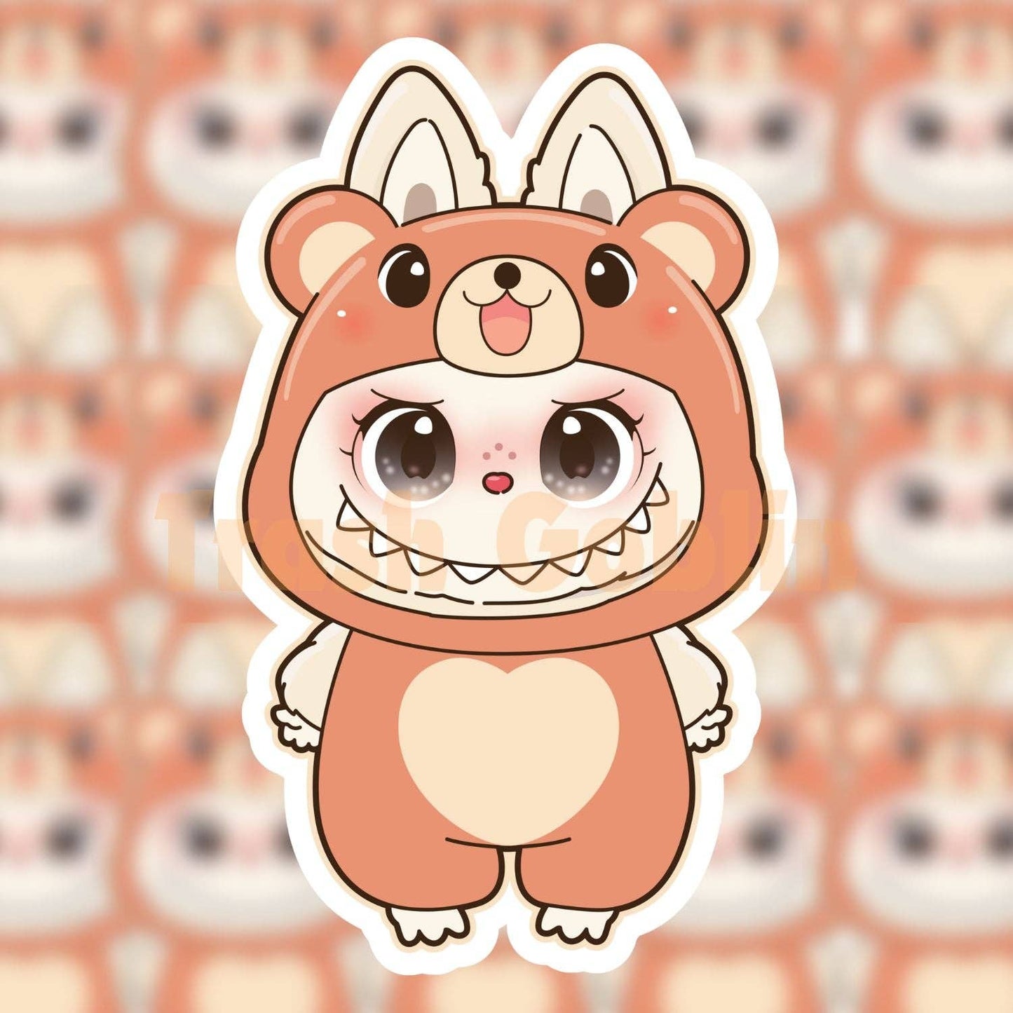Labubu Vinyl Sticker - Teddy Bear - by Trash Goblin