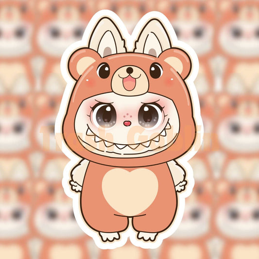 Labubu Vinyl Sticker - Teddy Bear - by Trash Goblin