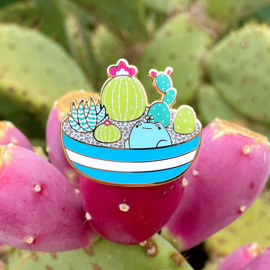 Rainylune Collectible Pin - Cactus Bowl Frog Pin
