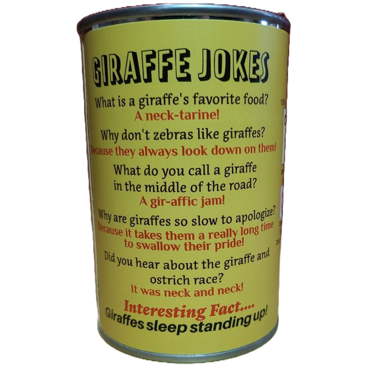 Patches the Canned Giraffe - Stuffed Animal Plush w/Jokes: Pop Top Lid
