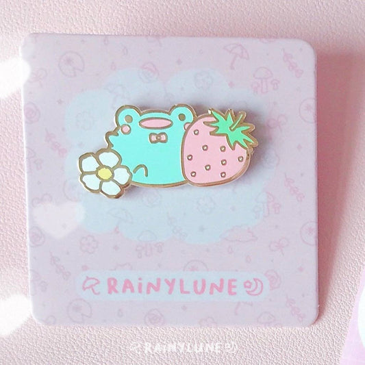 Rainylune Collectible Pin - Strawberry Friend the Frog Pin