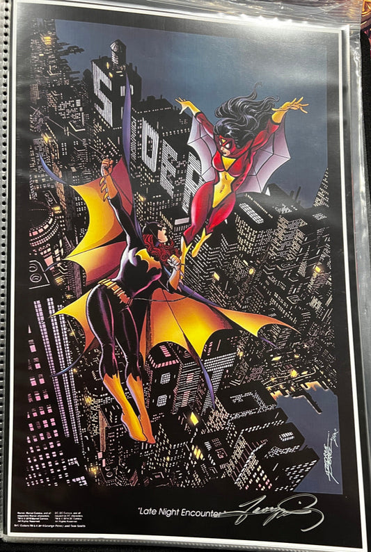Batgirl & Spider Woman "Late Night Encounter" Print by George Perez (signed)
